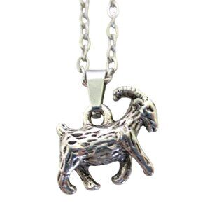 New Goat Charm Necklace With 18" Stainless Chain - Animal Unisex Jewelry Gift